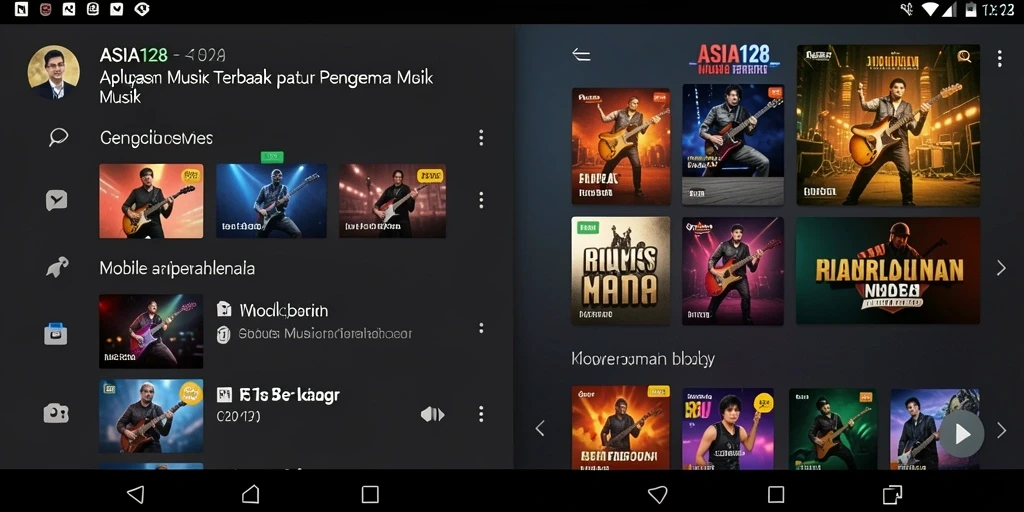 Tampilan screenshot utama ASIA128 menampilkan berbagai fitur musik yang menarik.
