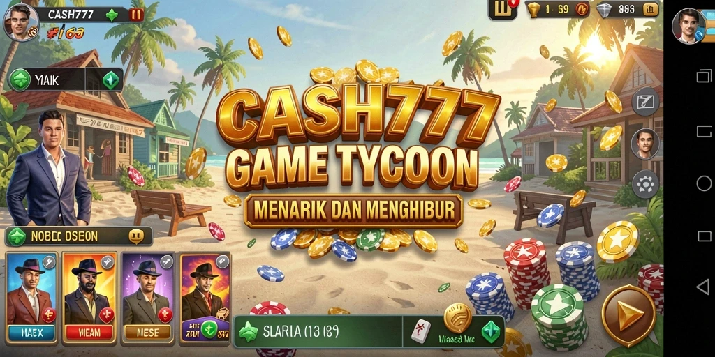 Screenshot utama CASH777 menampilkan gameplay Tycoon yang menarik.