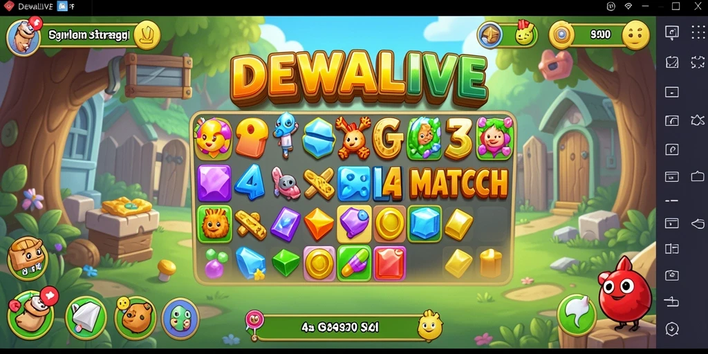 Tampilan gameplay menarik dari game Match-3 DEWALIVE.