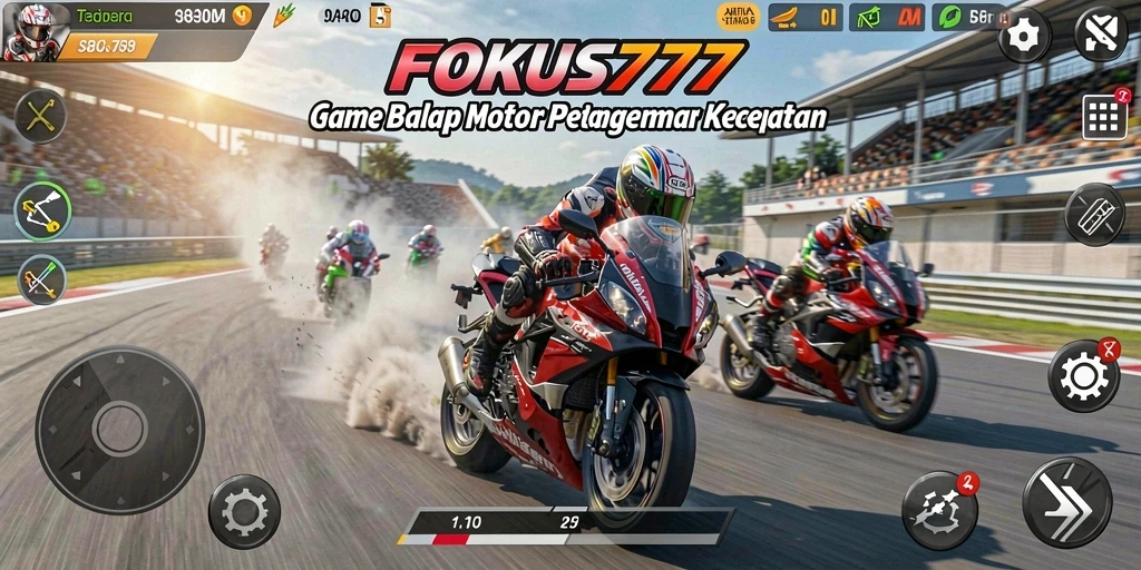 Tangkapan layar FOKUS777 menampilkan aksi balap motor yang mendebarkan.