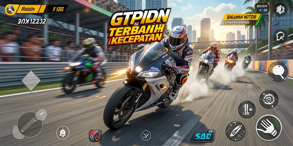 Gameplay GTPIDN menampilkan aksi balapan motor yang mendebarkan.