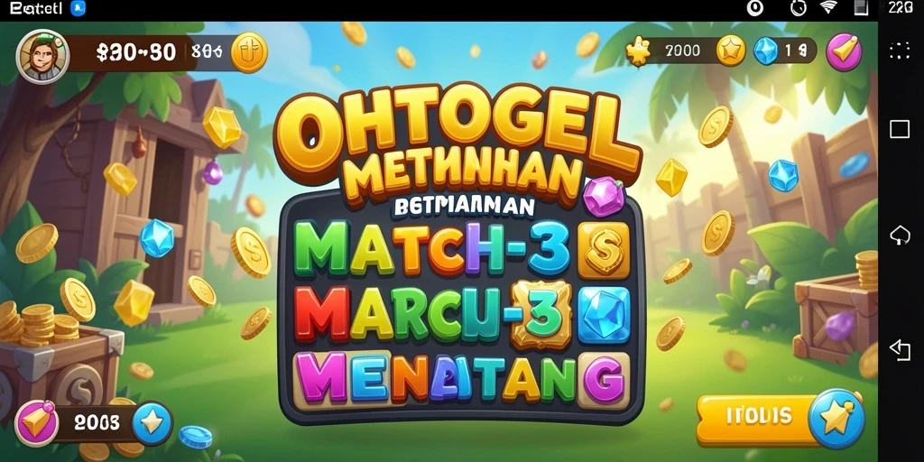 Tampilan gameplay OHTOGEL dengan objek Match-3 yang ceria.