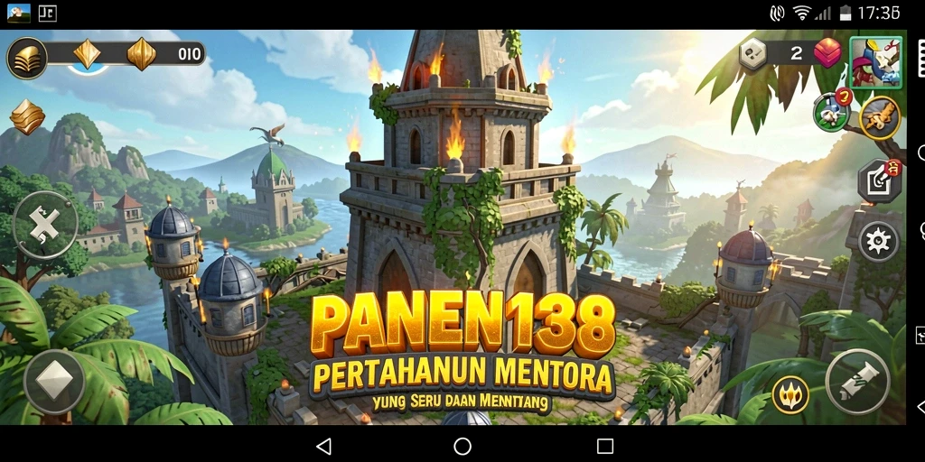 Tampilan gameplay menara pertahanan yang seru dan strategis.