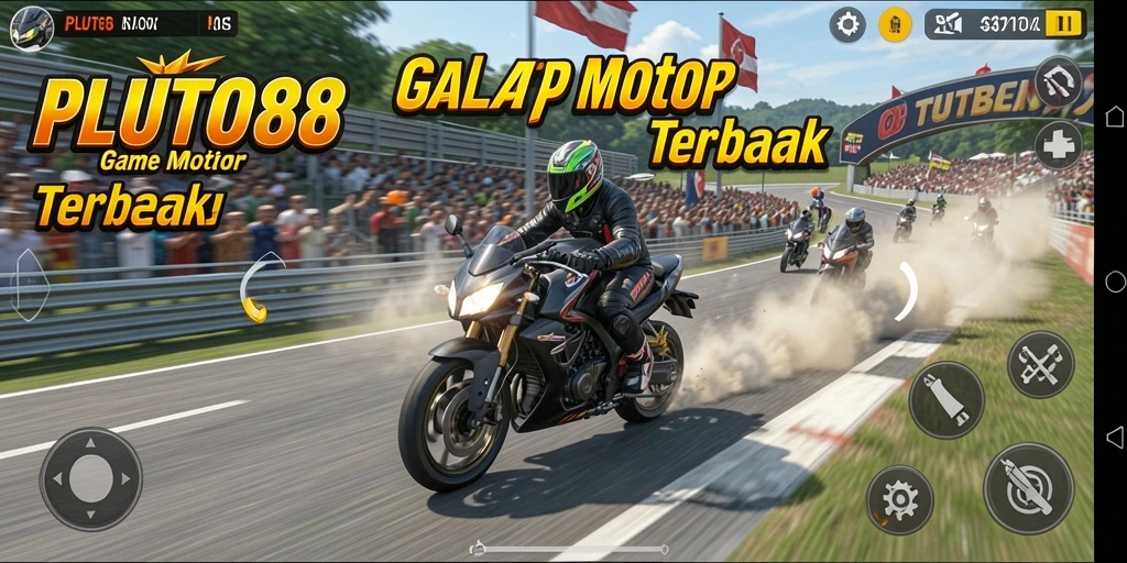 Tampilan gameplay seru di arena balap motor PLUTO88.