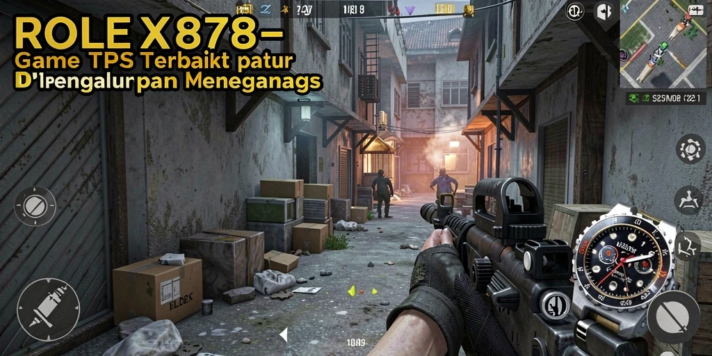 Screenshot utama menampilkan aksi intens dalam game TPS ROLEX878.