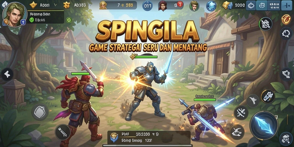 Tampilan gameplay SPINGILA dengan karakter dan strategi yang seru.