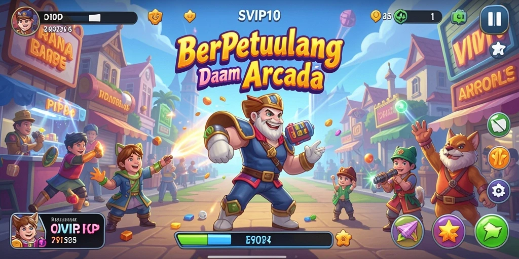 Screenshot utama SVIP10 menampilkan gameplay Arcade yang dinamis dan seru.