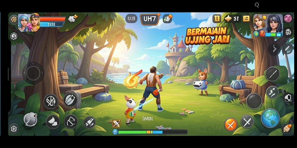 Screenshot gameplay UH77 menampilkan tantangan menarik dan grafis yang cerah.