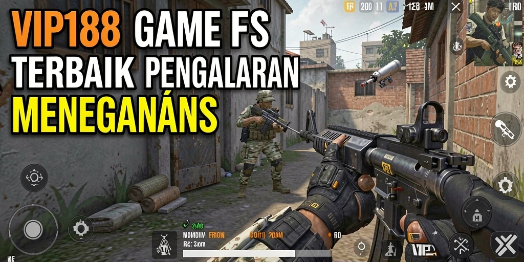 Screenshot utama gameplay VIP188 dengan aksi tembak-menembak yang intens.