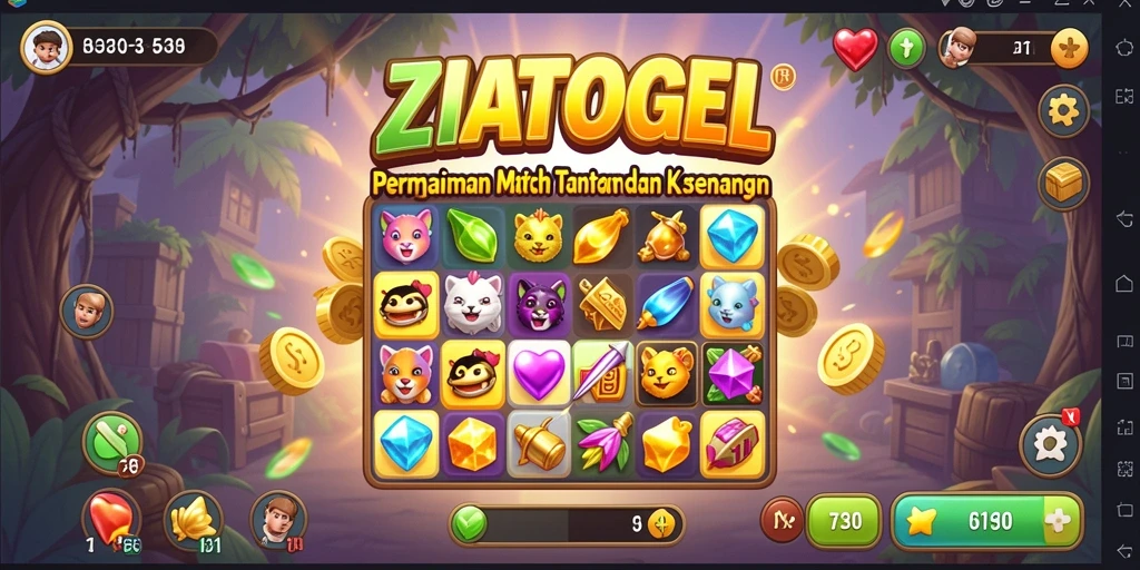 Screenshot ZIATOGEL menunjukkan aksi permainan Match-3 yang seru.